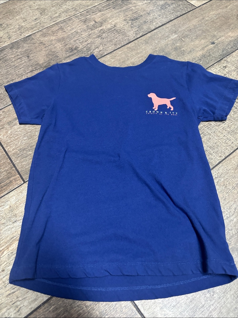 crown & ivy Royal Blue Tee with Pink Dog Graphic